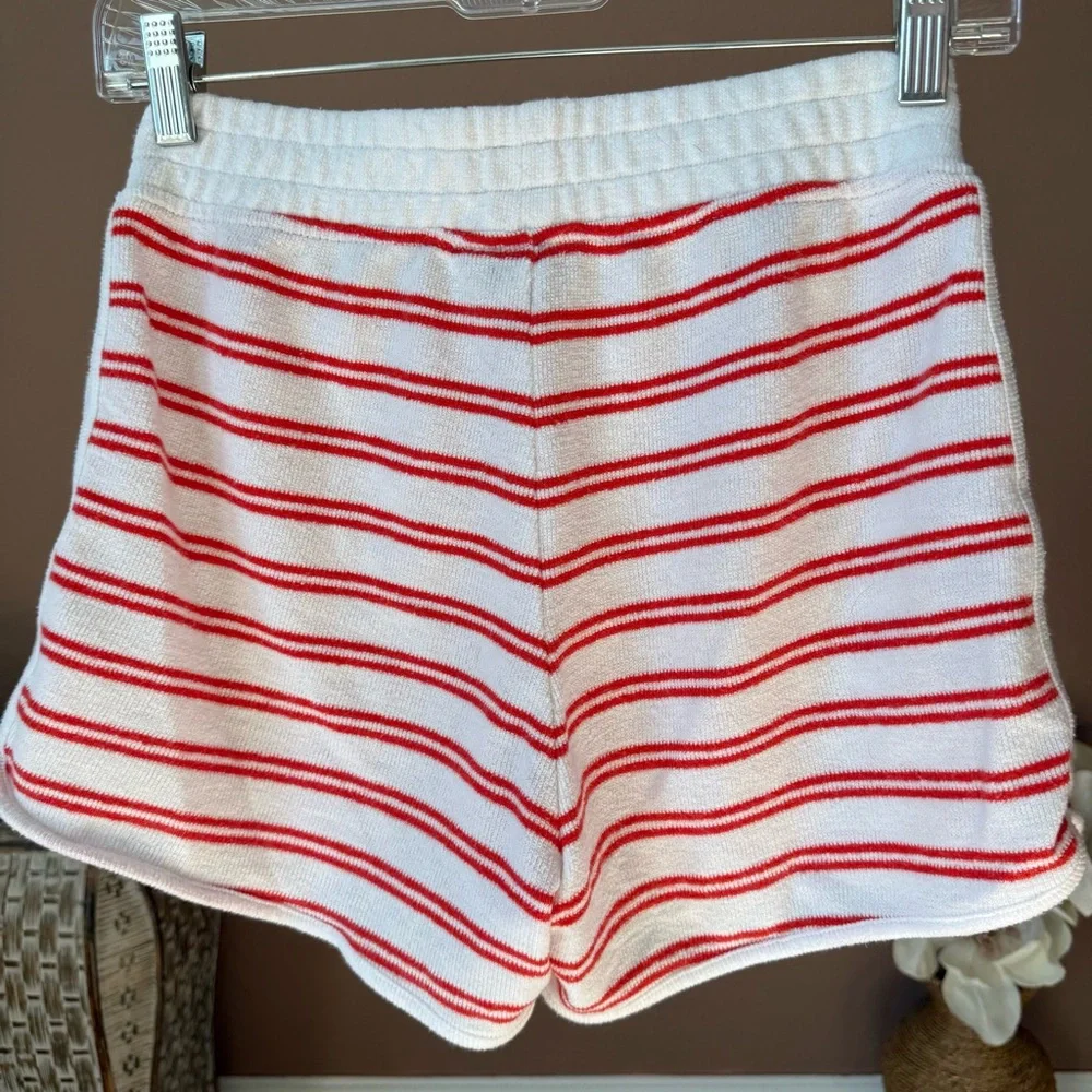 J. Crew Red and White Striped Hoody and Shorts Set - Picture 9 of 9